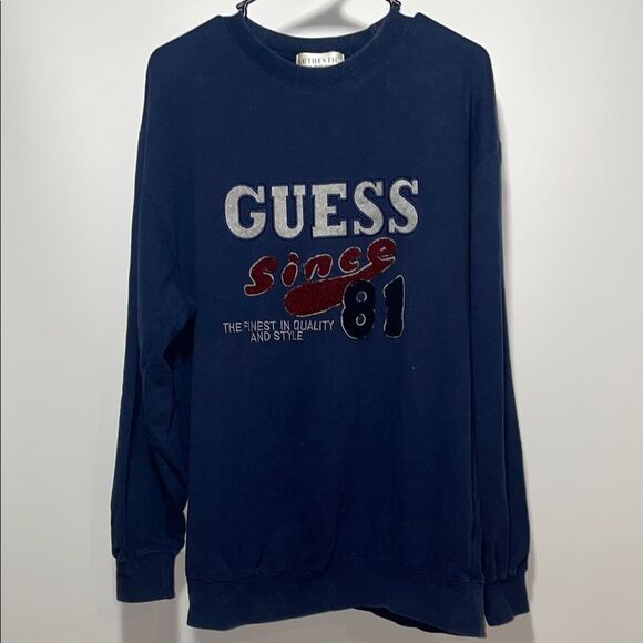 GUESS Men's Navy Crewneck - Picture 1 of 7
